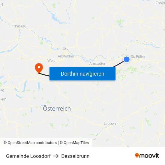 Gemeinde Loosdorf to Desselbrunn map