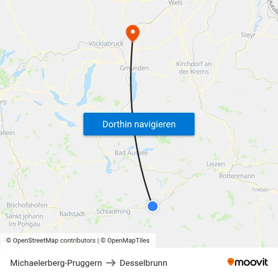 Michaelerberg-Pruggern to Desselbrunn map