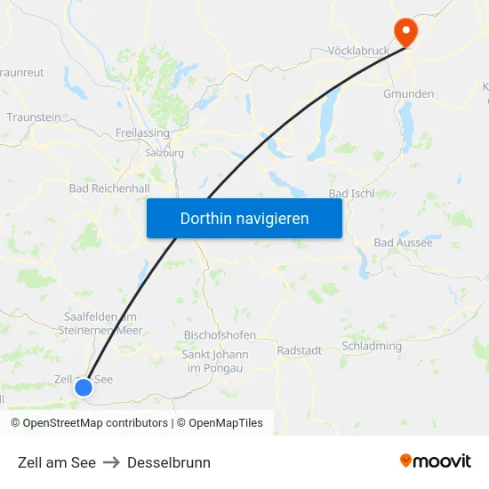 Zell am See to Desselbrunn map