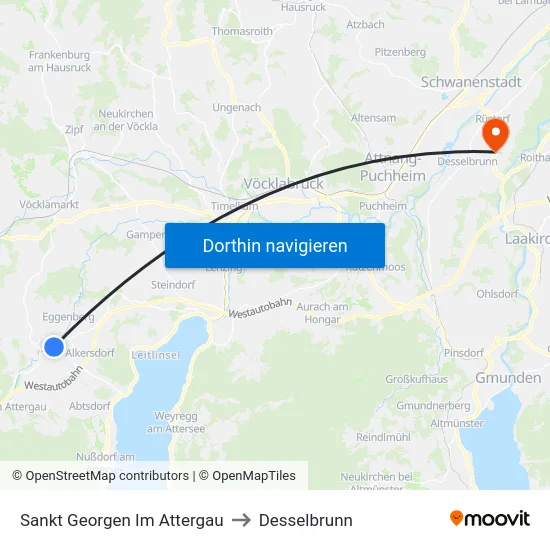 Sankt Georgen Im Attergau to Desselbrunn map