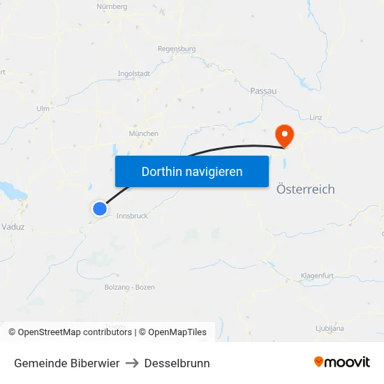 Gemeinde Biberwier to Desselbrunn map