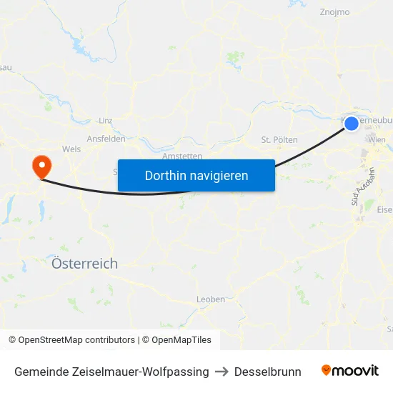 Gemeinde Zeiselmauer-Wolfpassing to Desselbrunn map