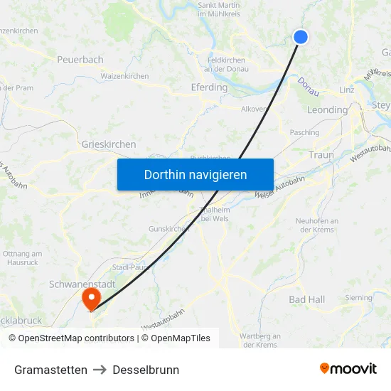 Gramastetten to Desselbrunn map