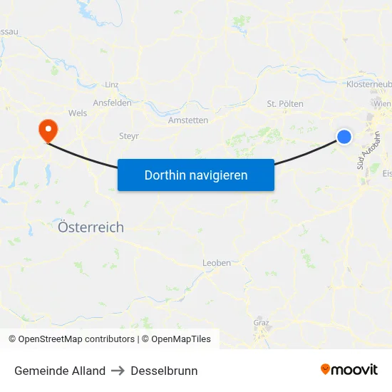 Gemeinde Alland to Desselbrunn map