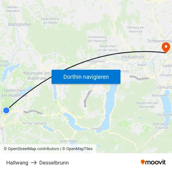 Hallwang to Desselbrunn map