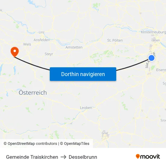 Gemeinde Traiskirchen to Desselbrunn map