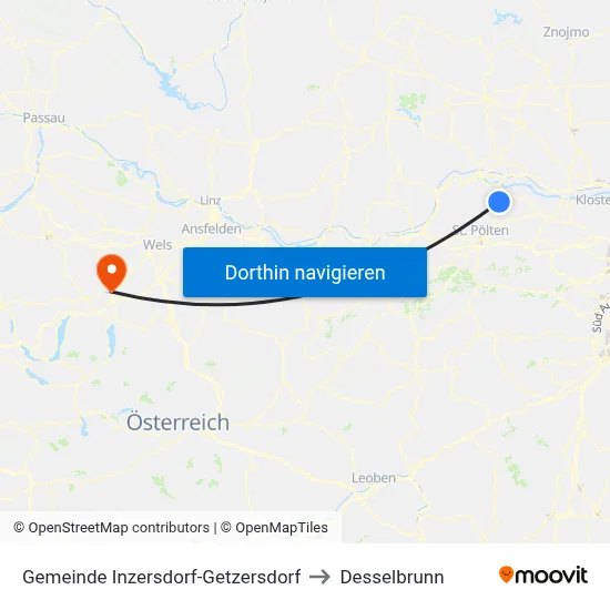Gemeinde Inzersdorf-Getzersdorf to Desselbrunn map