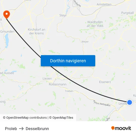 Proleb to Desselbrunn map