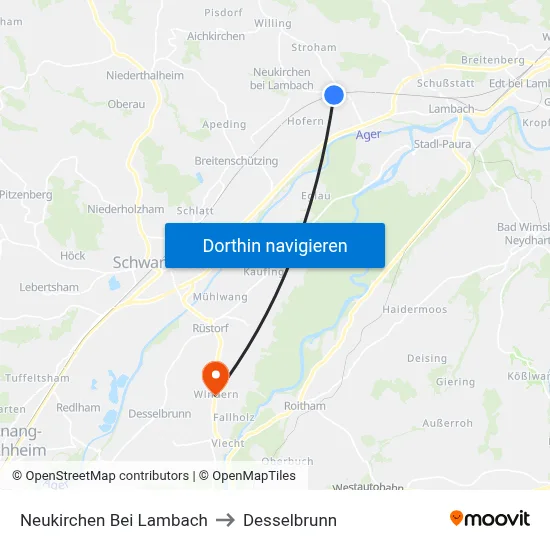 Neukirchen Bei Lambach to Desselbrunn map