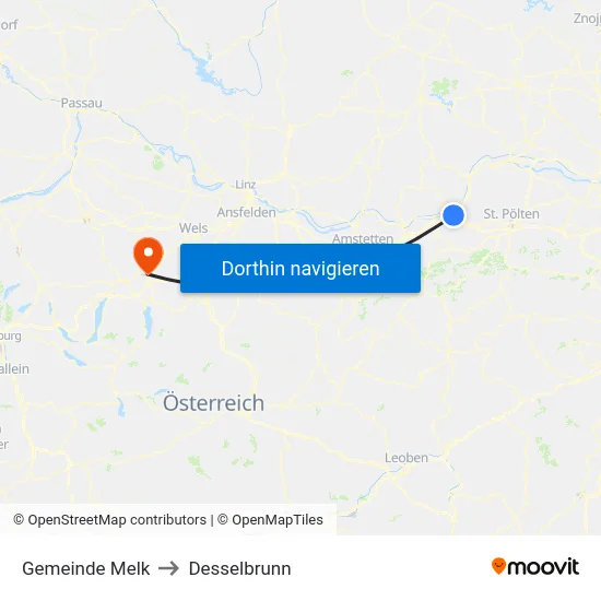 Gemeinde Melk to Desselbrunn map