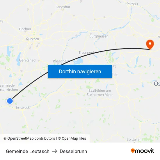 Gemeinde Leutasch to Desselbrunn map
