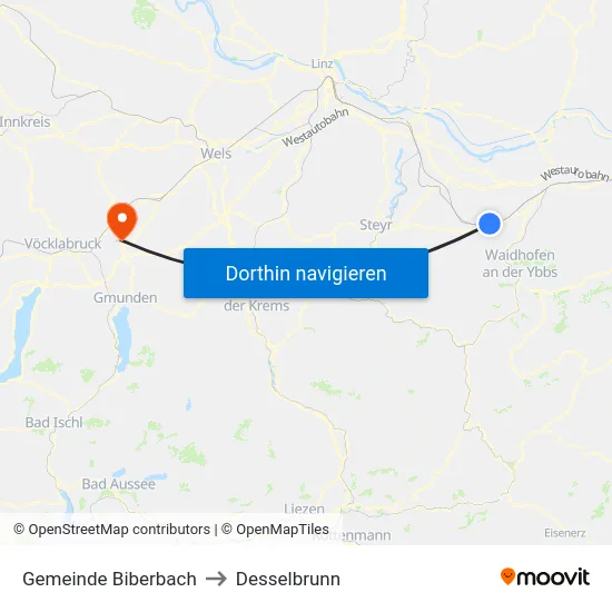 Gemeinde Biberbach to Desselbrunn map