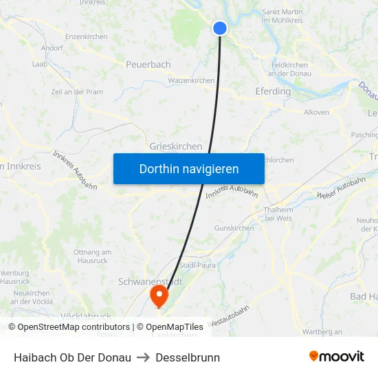 Haibach Ob Der Donau to Desselbrunn map