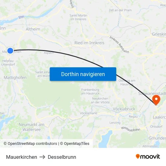 Mauerkirchen to Desselbrunn map