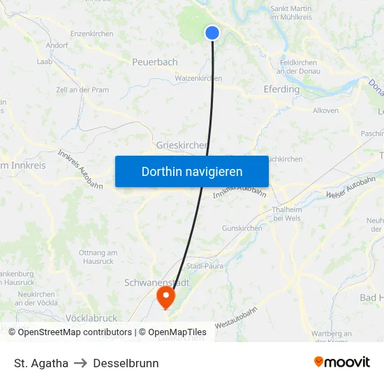 St. Agatha to Desselbrunn map