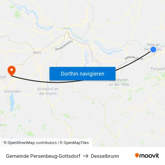 Gemeinde Persenbeug-Gottsdorf to Desselbrunn map