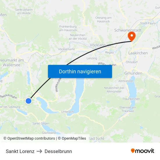Sankt Lorenz to Desselbrunn map
