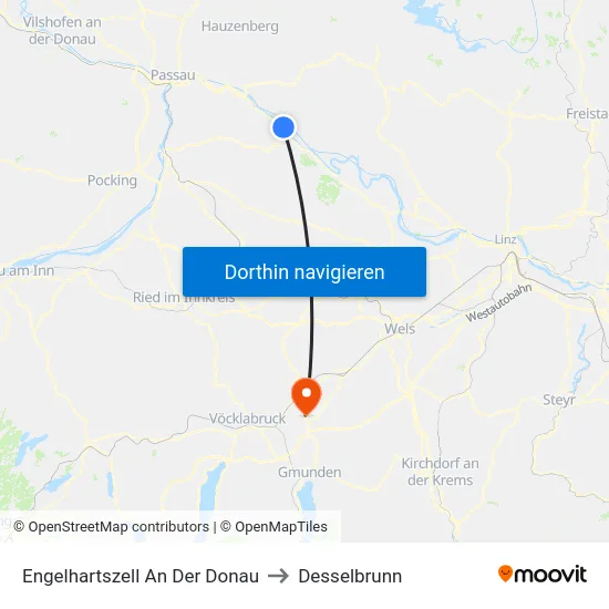 Engelhartszell An Der Donau to Desselbrunn map