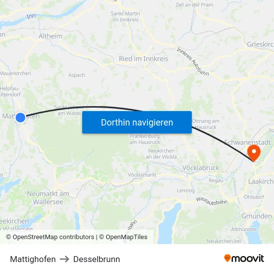 Mattighofen to Desselbrunn map
