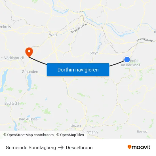 Gemeinde Sonntagberg to Desselbrunn map