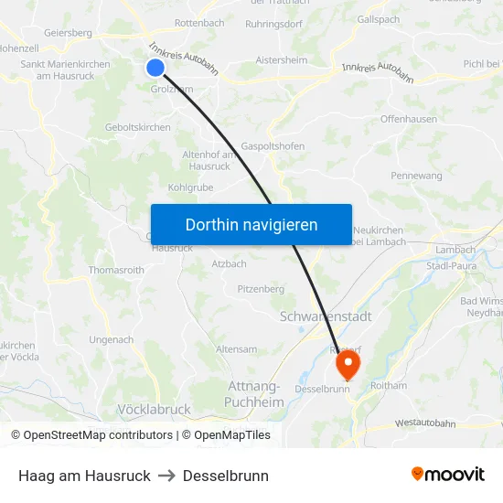 Haag am Hausruck to Desselbrunn map