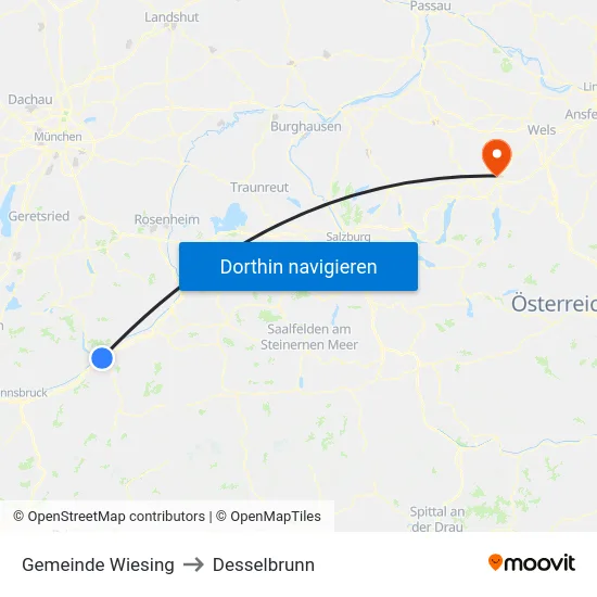 Gemeinde Wiesing to Desselbrunn map