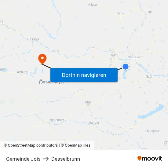 Gemeinde Jois to Desselbrunn map