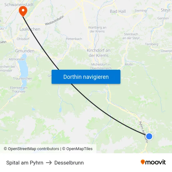 Spital am Pyhrn to Desselbrunn map