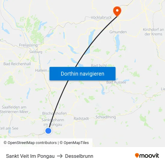Sankt Veit Im Pongau to Desselbrunn map