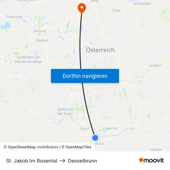 St. Jakob Im Rosental to Desselbrunn map