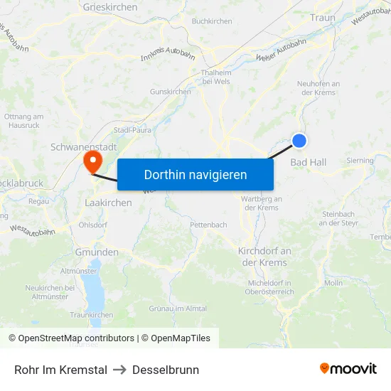 Rohr Im Kremstal to Desselbrunn map