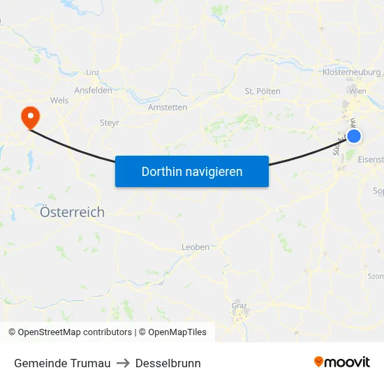 Gemeinde Trumau to Desselbrunn map