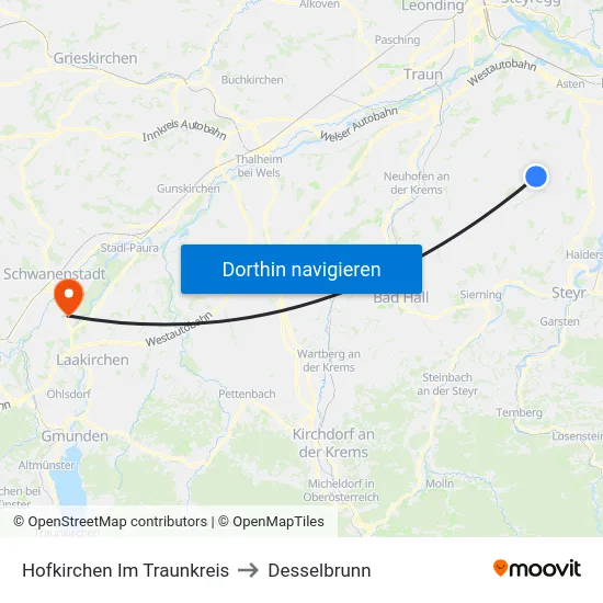 Hofkirchen Im Traunkreis to Desselbrunn map