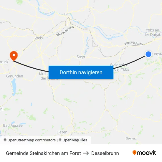 Gemeinde Steinakirchen am Forst to Desselbrunn map