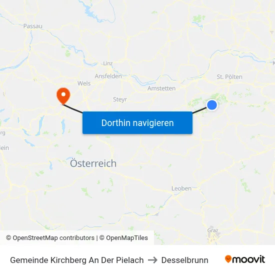 Gemeinde Kirchberg An Der Pielach to Desselbrunn map