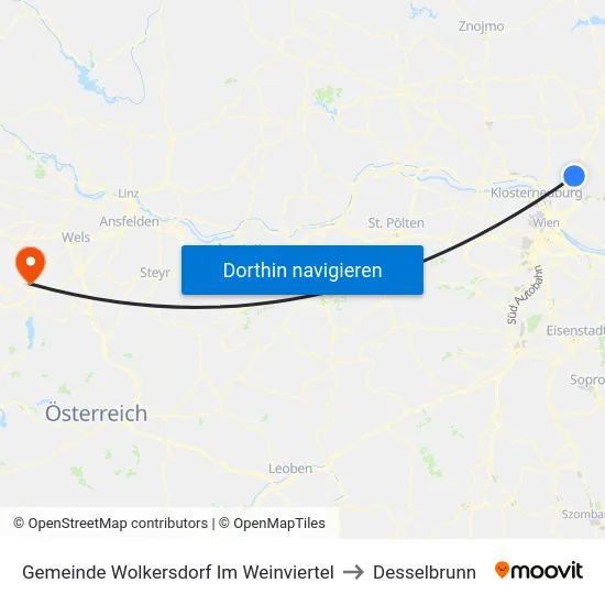 Gemeinde Wolkersdorf Im Weinviertel to Desselbrunn map