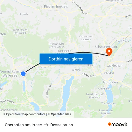 Oberhofen am Irrsee to Desselbrunn map