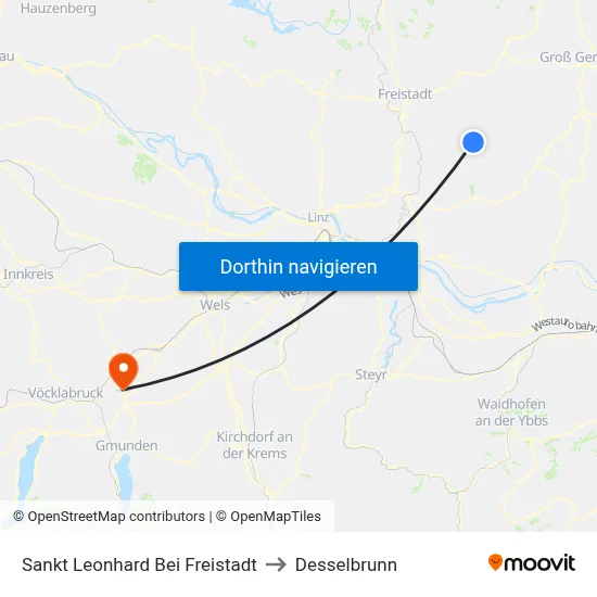 Sankt Leonhard Bei Freistadt to Desselbrunn map