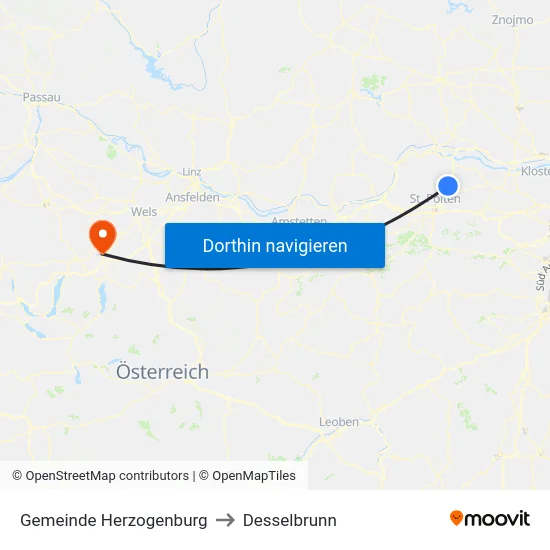 Gemeinde Herzogenburg to Desselbrunn map