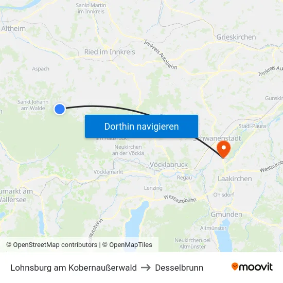 Lohnsburg am Kobernaußerwald to Desselbrunn map