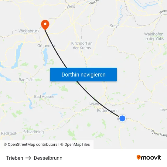Trieben to Desselbrunn map