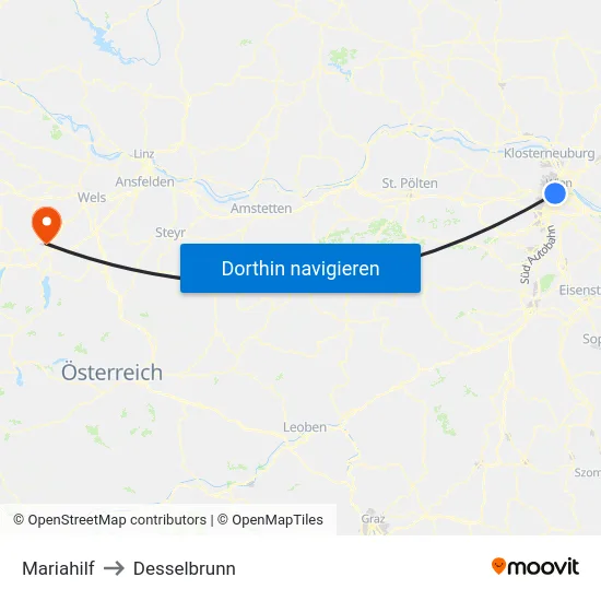 Mariahilf to Desselbrunn map