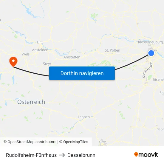Rudolfsheim-Fünfhaus to Desselbrunn map
