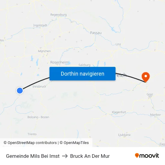 Gemeinde Mils Bei Imst to Bruck An Der Mur map