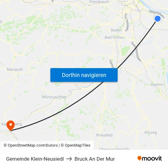 Gemeinde Klein-Neusiedl to Bruck An Der Mur map
