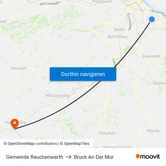 Gemeinde Rauchenwarth to Bruck An Der Mur map