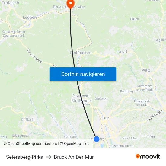 Seiersberg-Pirka to Bruck An Der Mur map