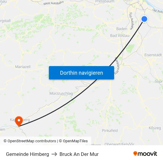 Gemeinde Himberg to Bruck An Der Mur map