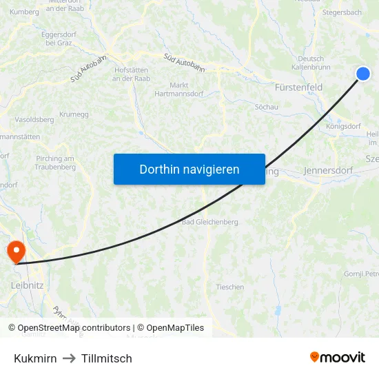 Kukmirn to Tillmitsch map