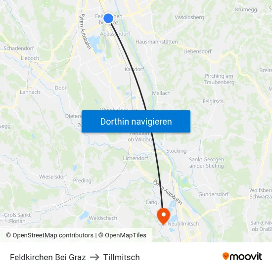 Feldkirchen Bei Graz to Tillmitsch map